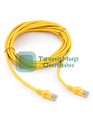 Патч-корд медный UTP Cablexpert PP10-5M/Y cat.5, 5м, литой, многожильный, желтый
