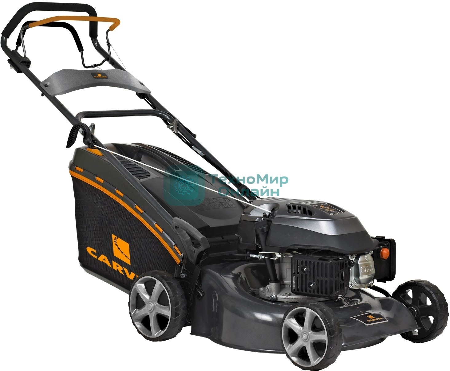 Газонокосилка CARVER LMG-2646DM бенз., 2.6 кВт, ш-46см кол. 7''/8'' травосб.65л мульч. самоходн.