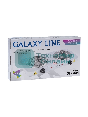 Плита настольная электрическая Galaxy Line GL 3004, белый, электрическая, 2000 Вт (1000Вт+1000Вт)