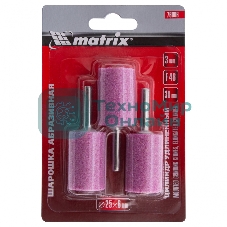 Шарошка абразивная Matrix, цилиндр удлин., 25 x 38 мм, хвостовик 6 мм, F46, 3шт.