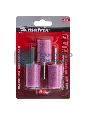 Шарошка абразивная Matrix, цилиндр удлин., 25 x 38 мм, хвостовик 6 мм, F46, 3шт.