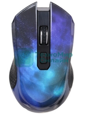 Мышь беспроводная Qumo Office M27 Universe синий, 1600 dpi, радиоканал, USB, кнопки - 4