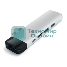 USB-концентратор Satechi Aluminum Pro Hub with Ethernet для 2016/2017 MacBook Pro 13” и 15”, серебряный.