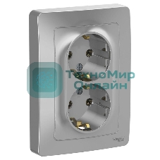 Розетка 2-м СП Blanca 16А 250В без шторок с заземл. алюм. SchE BLNRS001023