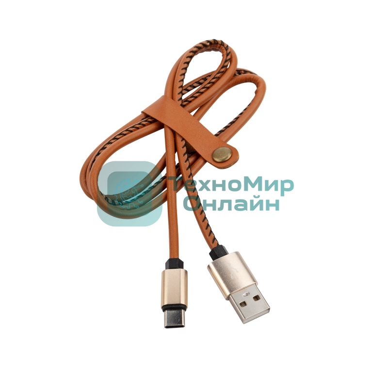 Кабель USB-Type-C Rexant 2A/leather/brown/1м