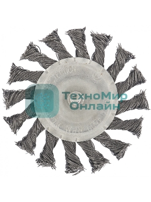 Щетка для дрели Matrix 100 мм, плоская со шпилькой, крученая металлическая проволока