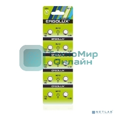 Батарейка для часов Ergolux AG13 BL-10 (AG13-BP10, LR44/LR1154/A76/357) (10 шт. в уп-ке)