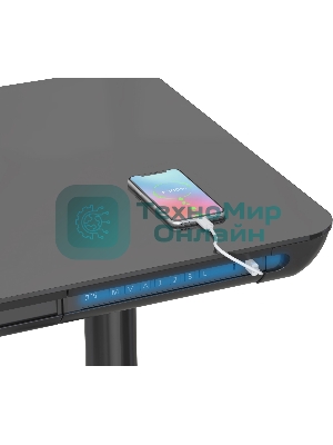 Стол компьютерный Cactus CS-EGD-BK-LED столешница закаленное стекло, черный, каркас черный