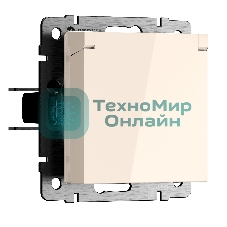 Розетка с заземлением и шторками c крышкой IP44 N (айвори матовый)