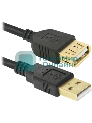 Кабель Defender PRO USB 2.0 кабель удлинительный 1.8м AM/AF, зол.конт, 2фер.фил.