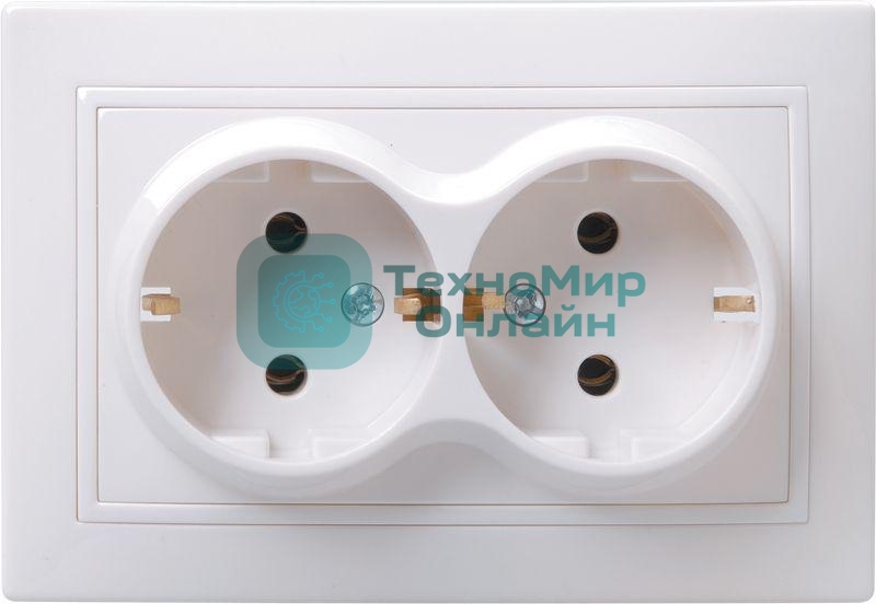 Розетка IEK ERK24-K01-16-DM РС12-3-КБ 2 местн. c з/к без защ.штор. 16А КВАРТА (белый)