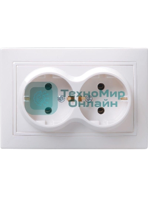 Розетка IEK ERK24-K01-16-DM РС12-3-КБ 2 местн. c з/к без защ.штор. 16А КВАРТА (белый)