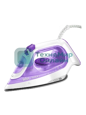 Утюг Braun SI3042VI фиолетовый/белый, 2350 Вт, 45 г/мин, 160 г/мин, 270 мл
