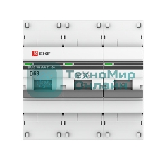 Выключатель автоматический модульный 3п D 63А 10кА ВА 47-100 PROxima EKF mcb47100-3-63D-pro