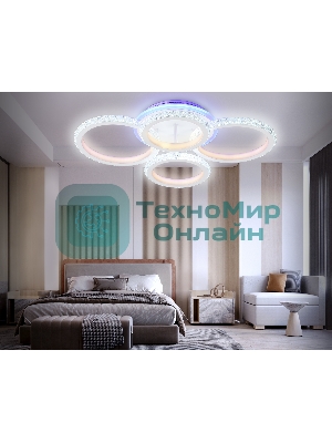 Потолочный светодиодный светильник FA9524/2+2 WH белый 92W 6400K/3000K+RGB 560*370*110 (ПДУ РАДИО 2.4G)
