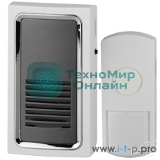 Звонок дверной беспроводной ЭРА C96, от сети.25 мелодий.Радиус действия – 100м на открытом пространстве.Питание динамика от электросети (220В), кнопки - от батарейки А23 (12В).