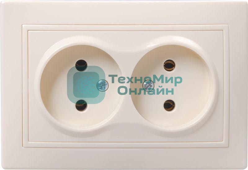 Розетка 2-м СП Кварта 10А IP20 без заземл. крем. IEK ERK23-K33-10-DM