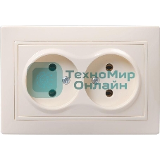 Розетка 2-м СП Кварта 10А IP20 без заземл. крем. IEK ERK23-K33-10-DM