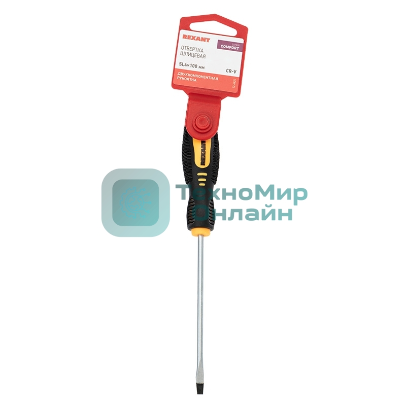 Отвертка шлицевая Rexant SL 4х100 мм, двухкомпонентная рукоятка