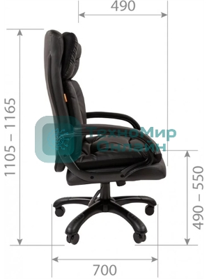 Кресло Chairman 442 черный, экокожа, 120 кг