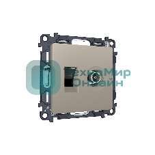 Комплект механизма розетки компьютерной + TV оконечной RJ-45 с автоматической защитной шторкой ALFA Серо-бежевый матовый (AP3725, VM195) MA372510