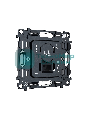 Механизм компьютерной розетки RJ-45 (8P8C) CAT6A экранированной с автоматической защитной шторкой QUANT VM185