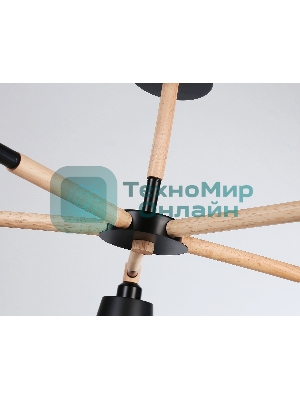 Светильник Ambrella light TR82211/5 BK/LW черный/светлое дерево E27/5 max 40W D780*430