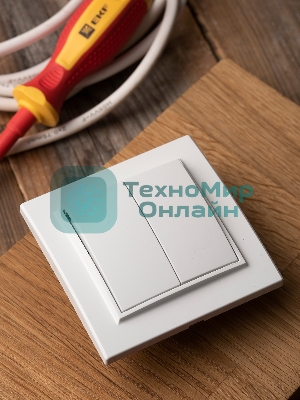 Выключатель 2-клавишный СП,10А, белый EKF Basic Минск