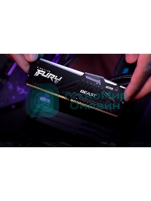 Оперативная память Kingston Fury Beast, DDR5, 16Gb (1x16GB), 6000MHz, CL36, DIMM, с радиатором, RGB, черный