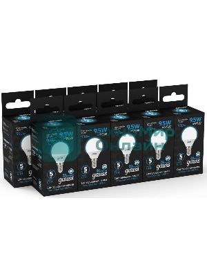 Лампа светодиодная Gauss 105101310 9.5Вт цок.:E14 шар 220B 6500K св.свеч.бел.хол. (упак.:10шт)