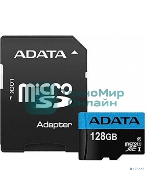 Флеш карта Micro SecureDigital 128Gb ADATA AUSDX128GUICL10A1-RA1 MicroSDXC Class 10 UHS-I, SD adapter