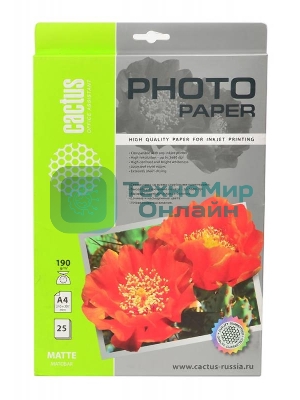 Фотобумага Cactus CS-MA419025 матовая A4 190 г/м2 25 листов