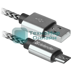 Кабель Defender USB08-03T PRO USB2.0 белый, AM-MicroBM, 1m, 2.1A