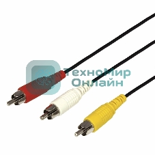 Шнур Rexant 3 RCA - 3 RCA, 1.5 м, черный (10 шт./уп.)