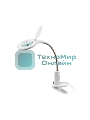 Лупа настольная 3D+12D Rexant с подсветкой 60 LED, прищепка, белая