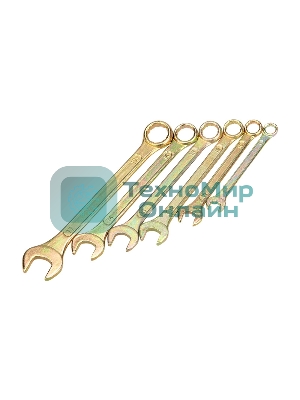 Набор ключей комбинированных Rexant (8, 10, 12, 13, 14, 17 мм), 6 шт., желтый цинк