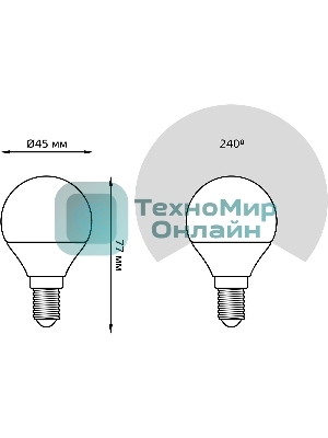 Лампа светодиодная Gauss 105101310 9.5Вт цок.:E14 шар 220B 6500K св.свеч.бел.хол. (упак.:10шт)