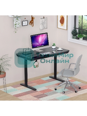 Стол компьютерный Cactus CS-EGD-BK-LED столешница закаленное стекло, черный, каркас черный