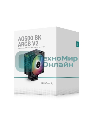 Кулер для процессора DEEPCOOL AG500 BK ARGb V2 черный 120мм алюминий+медь 1900rpm 29.4db 40pin 240W 160мм