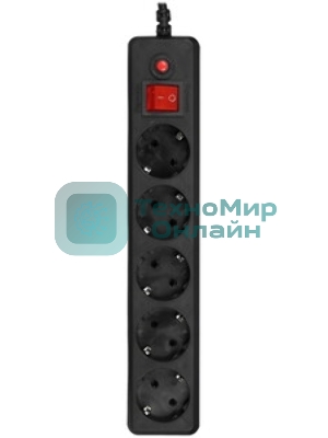 Сетевой фильтр Гарнизон EHLB-1, 5 р, 10А 1.8 м черный
