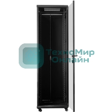 Шкаф серверный Lanmaster (TWT-CBB-47U-6X10-G1) напольный 47U 600x1000мм пер.дв.стекл металл 2 бок.пан. 800кг черный