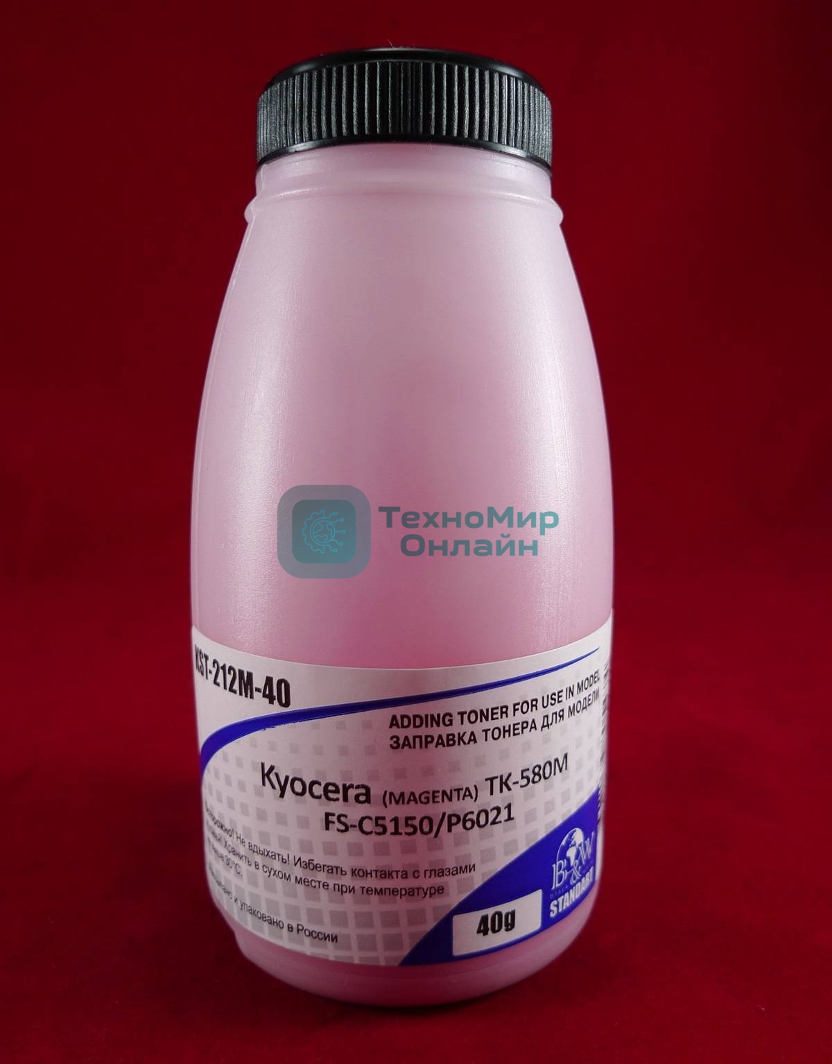 Тонер для Kyocera TK-580M, FS-C5150/P6021 Magenta (фл. 40г) 2,8K B&W Standart (Tomoegawa) фас. Россия