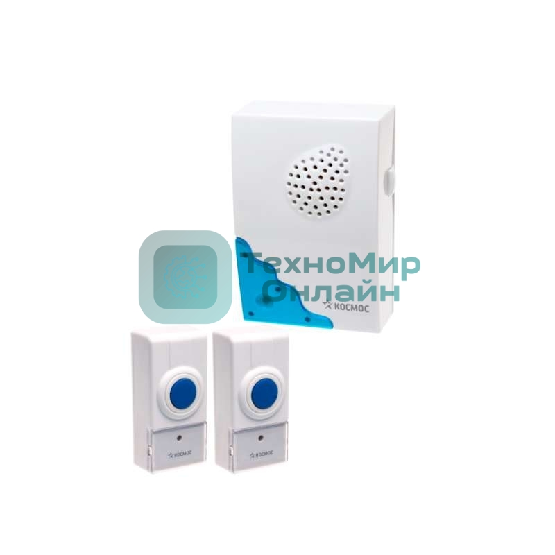 Звонок дверной беспроводной Космос 32 мелодии, 150м, белый, 2 кнопки