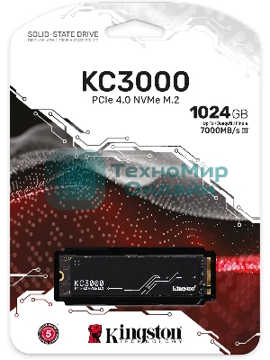 Накопитель SSD Kingston KC3000, 1Tb, M.2 2280, PCIe 4.0 x4, R/W 7000/6000, с радиатором.