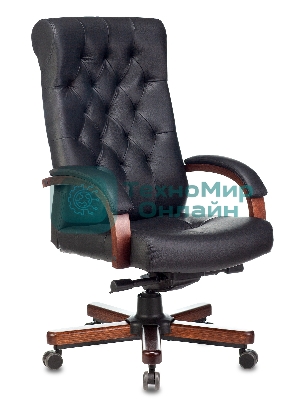 Кресло Бюрократ T-9928WALNUT черный, кожа