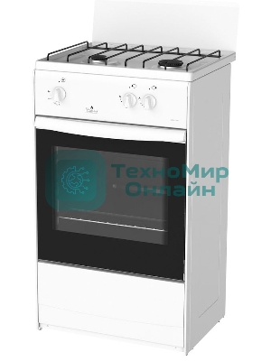 Плита газовая Darina 1AS GM 521 001 W белый/черный, конфорок 2 шт, духовка 45 л, 50 см x 85 см x 41 см