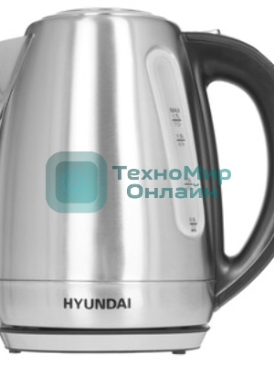 Чайник электрический Hyundai HYK-S8408 1.7 л, 2200 Вт, серебристый матовый/черный (корпус: нержавеющая сталь)