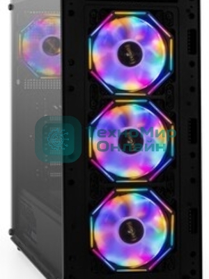Компьютерный корпус Miditower ExeGate i3 BASE-NPX500 (ATX, БП 500NPX с вент. 12 см, с окном, 1*USB+1*USB 3.0, аудио, 4 вент. 12см с RGb подсветкой)