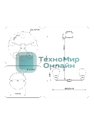 Люстра Ambrella light LH53164/5 SB/WH бронза/белый 40W 3000K D650*900