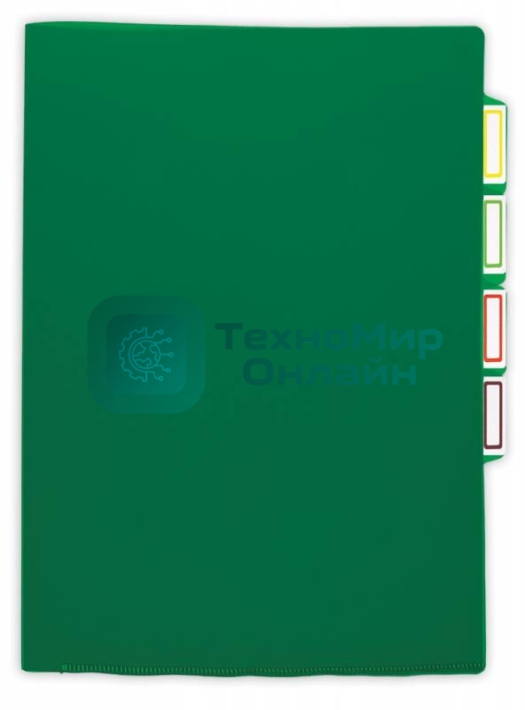 Папка-уголок Бюрократ -E356GRN 3 уровн. A4, пластик, 0.15мм, зеленый